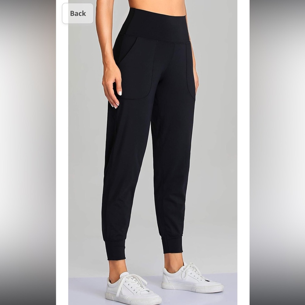 Black high wasted joggers size large NWOT